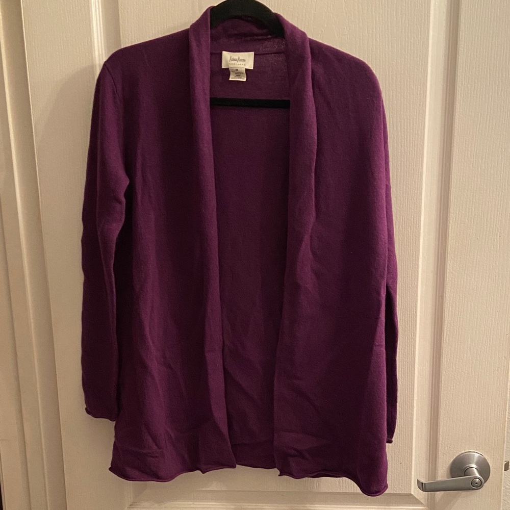 Neiman Marcus Cashmere Deep Plum Cardigan